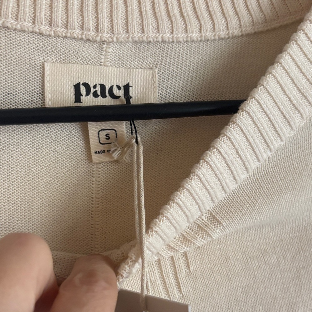 Pact Cream Sweater with Orange and Green and Navy Stripes - Picture 4 of 4